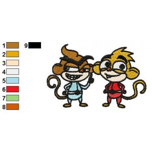 Rocket Monkeys Gus and Wally Embroidery Design